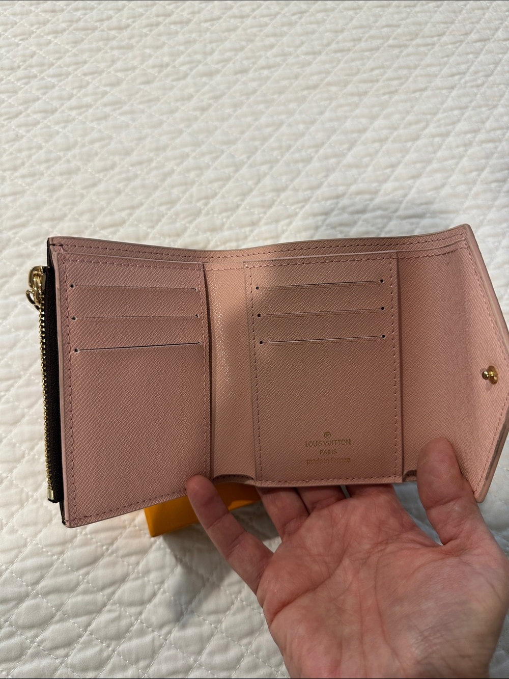 Monogram Compact Wallet with Pink Flower Charm - Picture 2 of 4